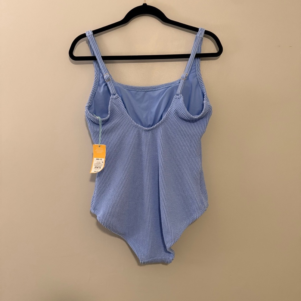 Light Blue Ribbed Swimsuit - Picture 2 of 9